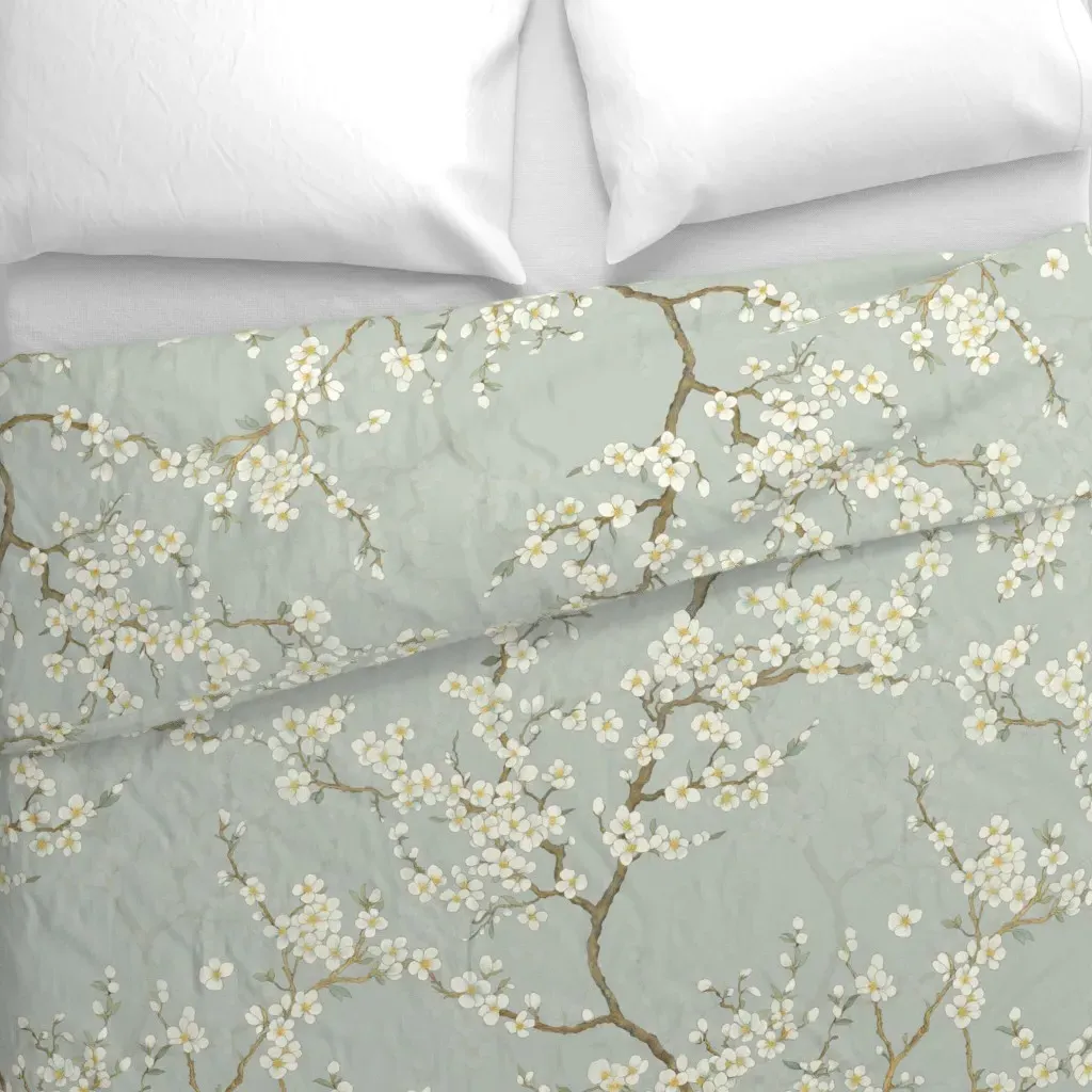 White Blossoms Pale Pastel Duvet Cover - White alternate view
