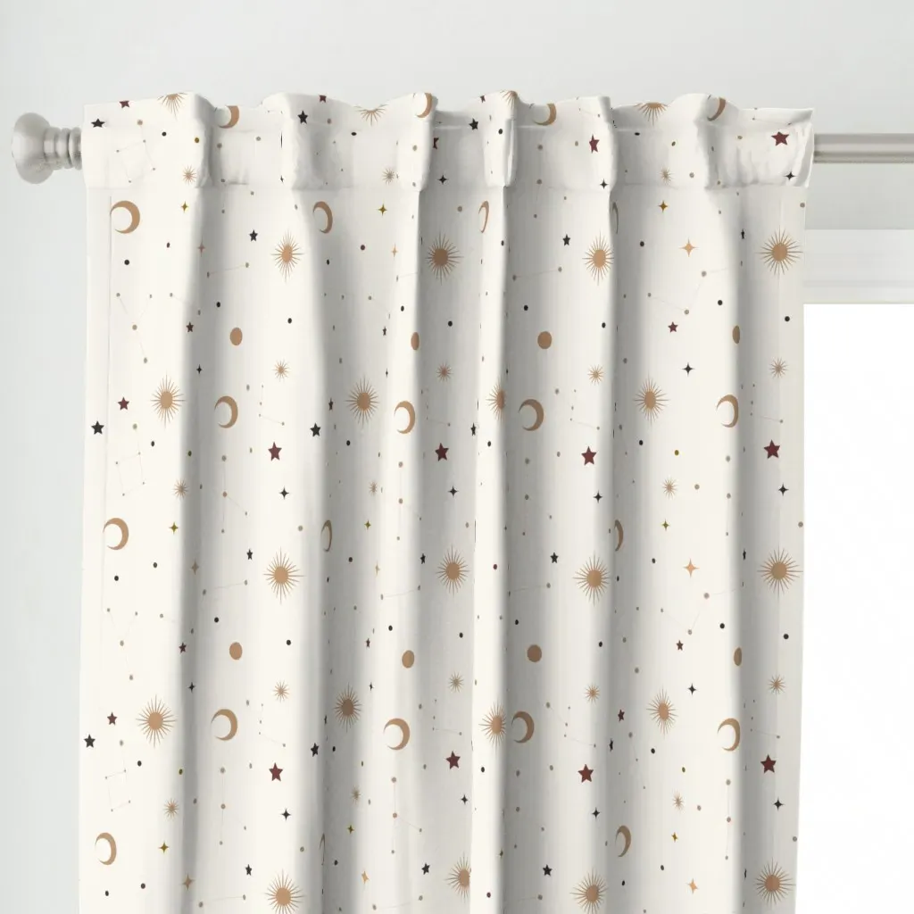 White Constellations Curtain Panel - Beige alternate view