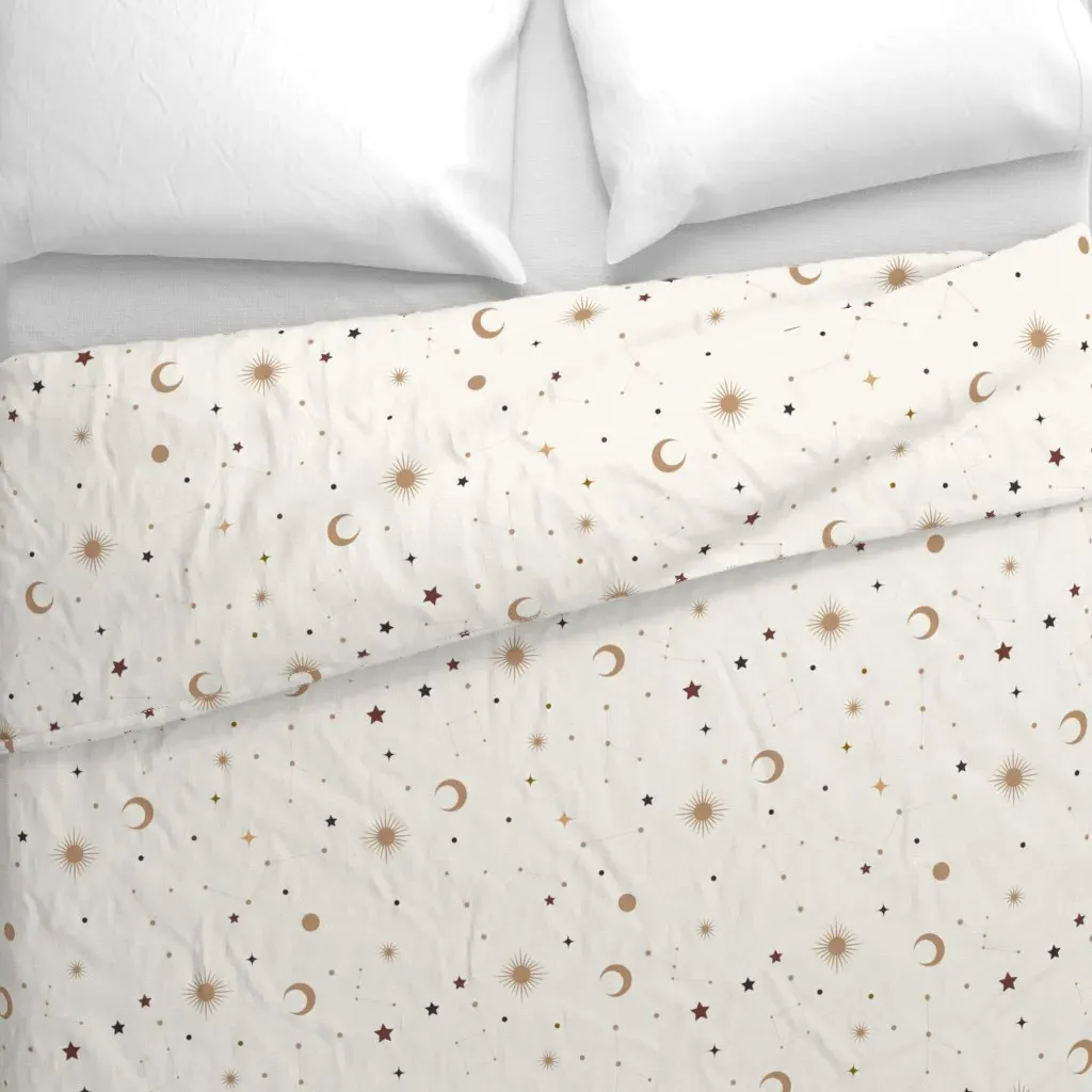 White Constellations Duvet Cover - Beige alternate view