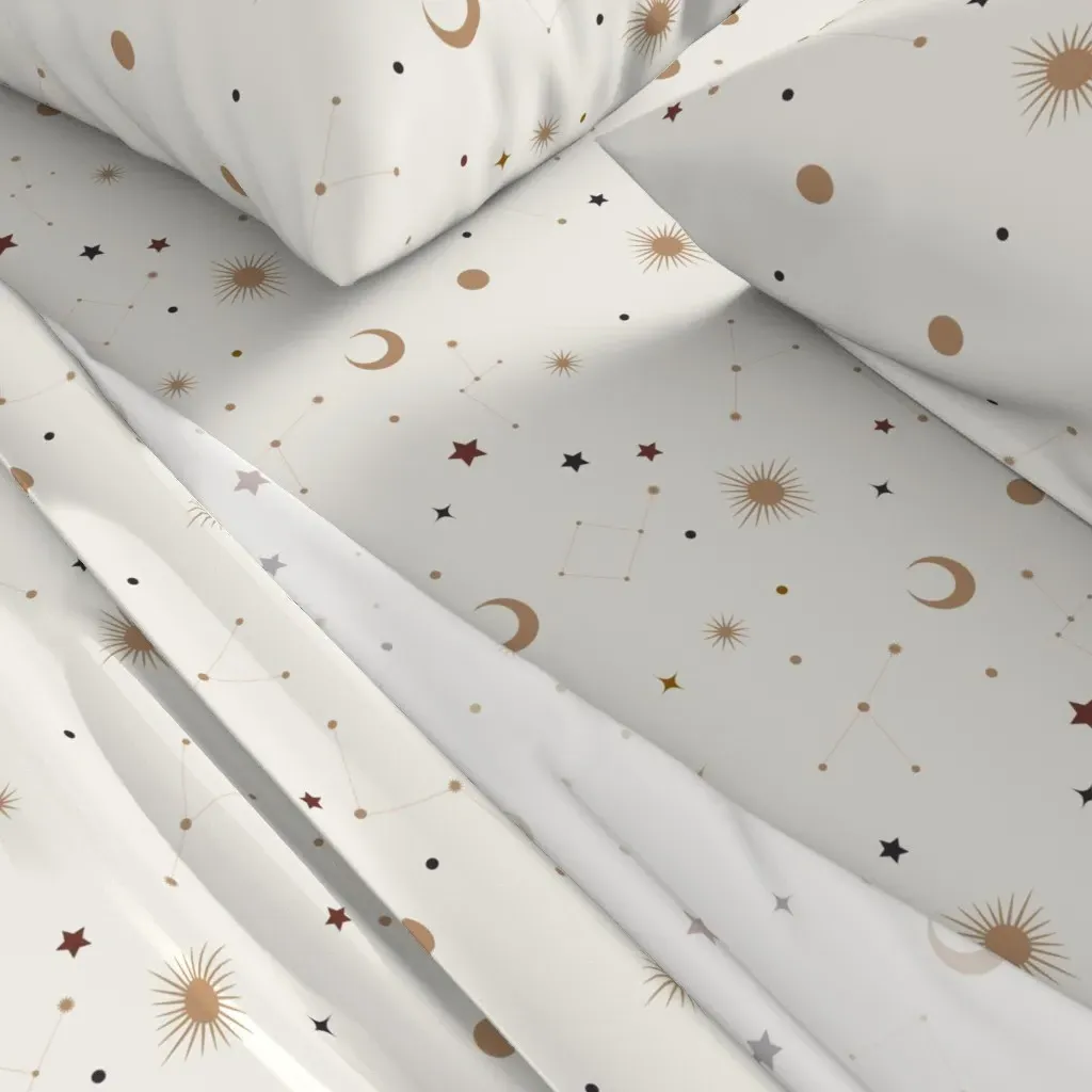 White Constellations Twin XL Sheet Set - Beige alternate view