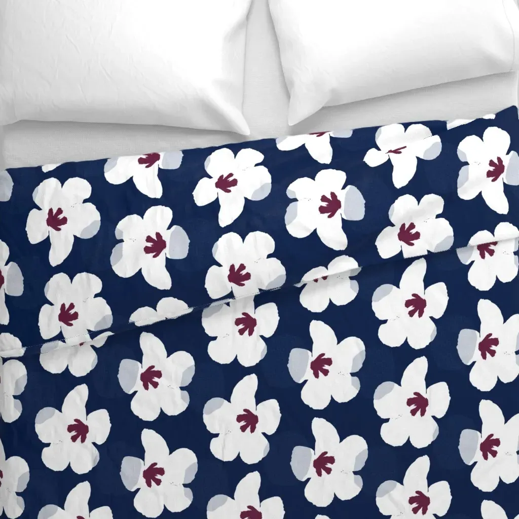 White Hibiscus Duvet Cover - White alternate view