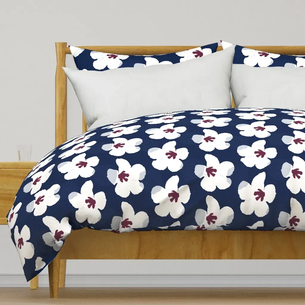 White Hibiscus Duvet Cover - White product