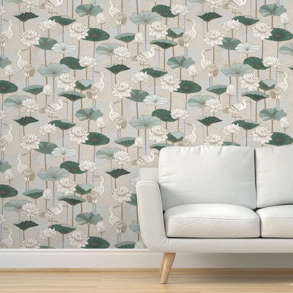 White Lotus Tranquility Peel and Stick Wallpaper - White product
