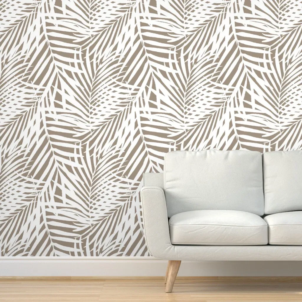 White On Moth Wings Fronds Peel and Stick Wallpaper - Brown, White product