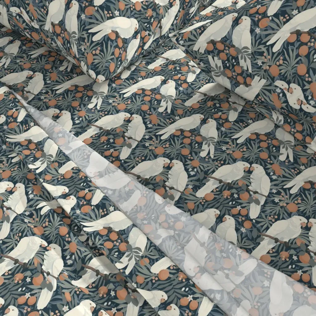 White Parrots Woven Texture Queen Sheet Set - White alternate view