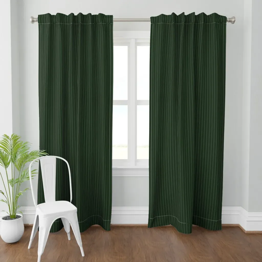 White Pin Stripe Curtain Panel - White product