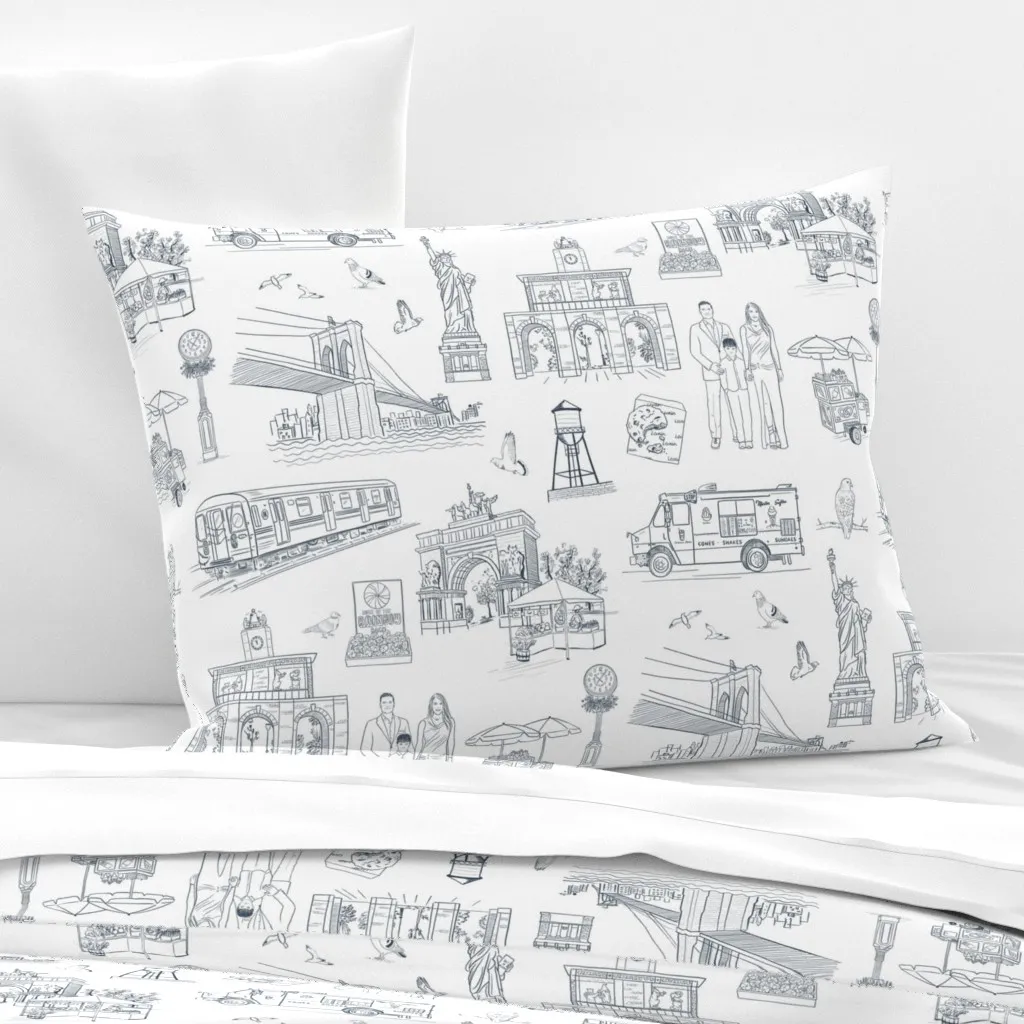 Whitney Custom Toile Standard Pillow - Navy, Cotton Sateen product