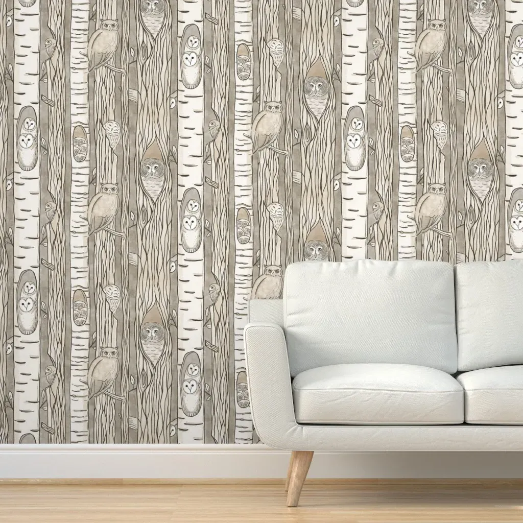 Whooo Do You See Peel and Stick Wallpaper - Beige product