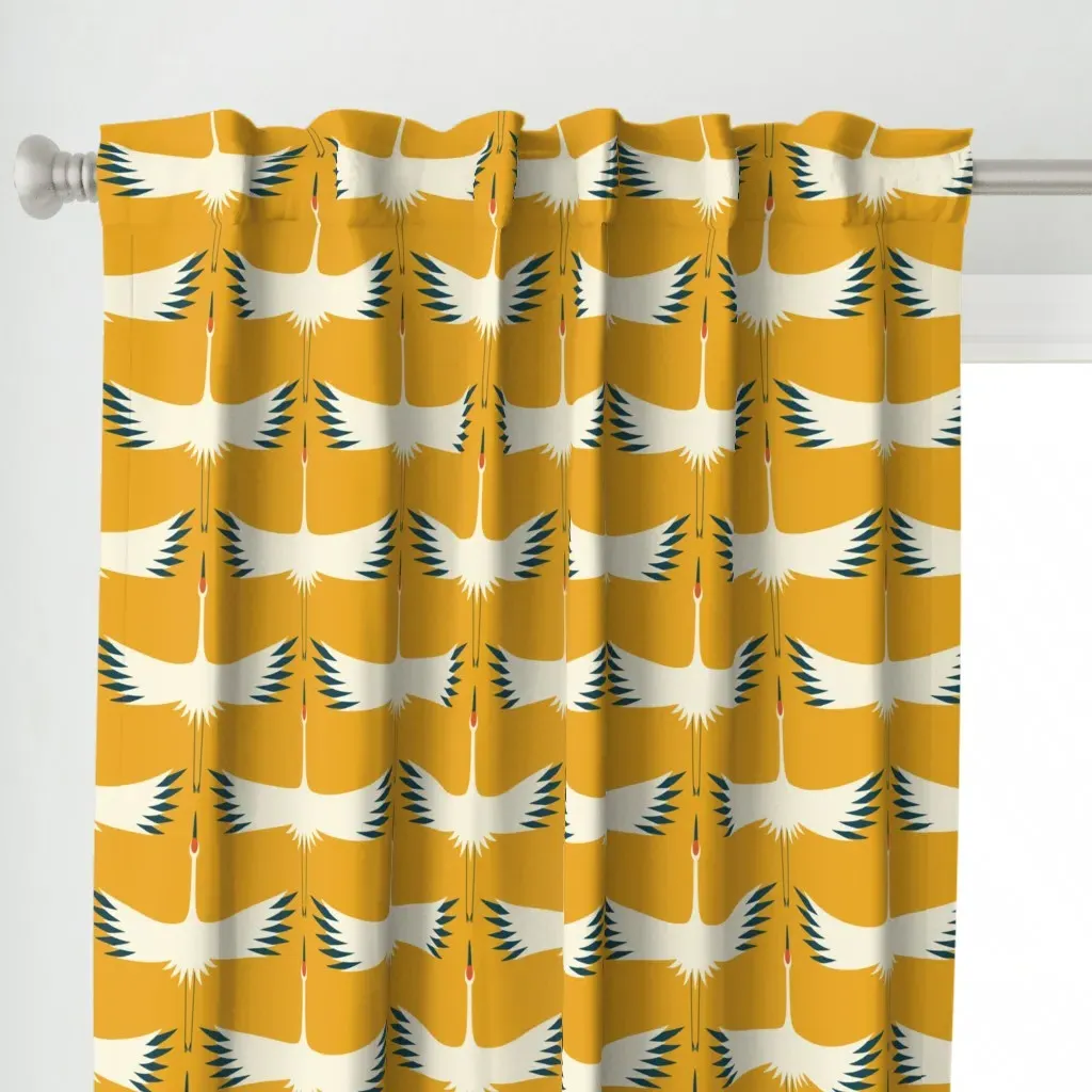 Whooping Crane Migration Curtain Panel - White alternate view