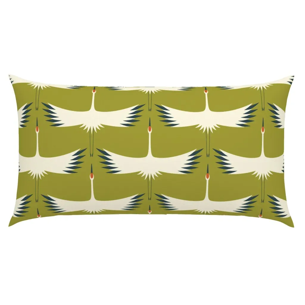 Whooping Crane Migration Golden Lime King Pillow Sham - Cream product