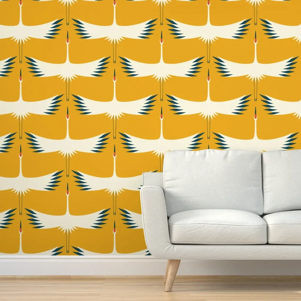 Whooping Crane Migration Peel and Stick Wallpaper - Sunshine product