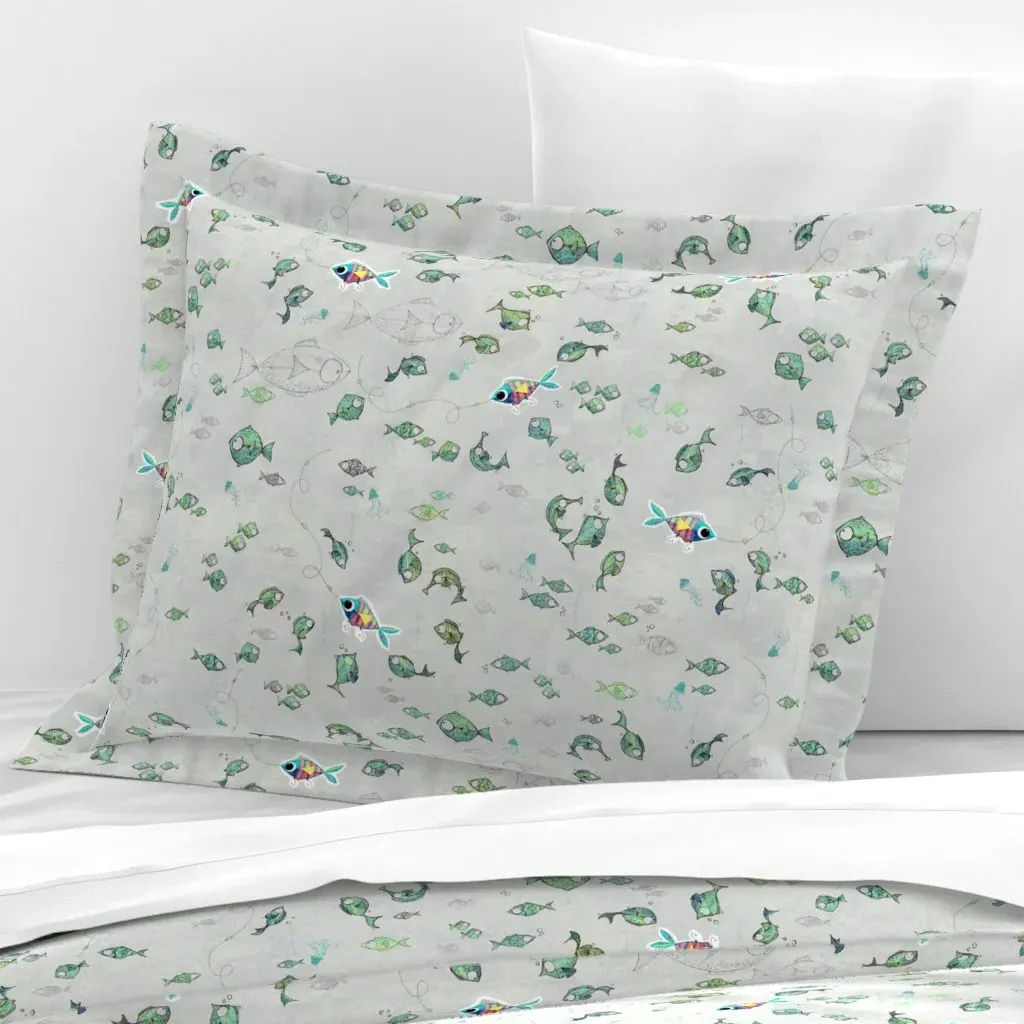 Who's The New Guy Standard Flanged Cushion Cover - Teal, Cotton Sateen product