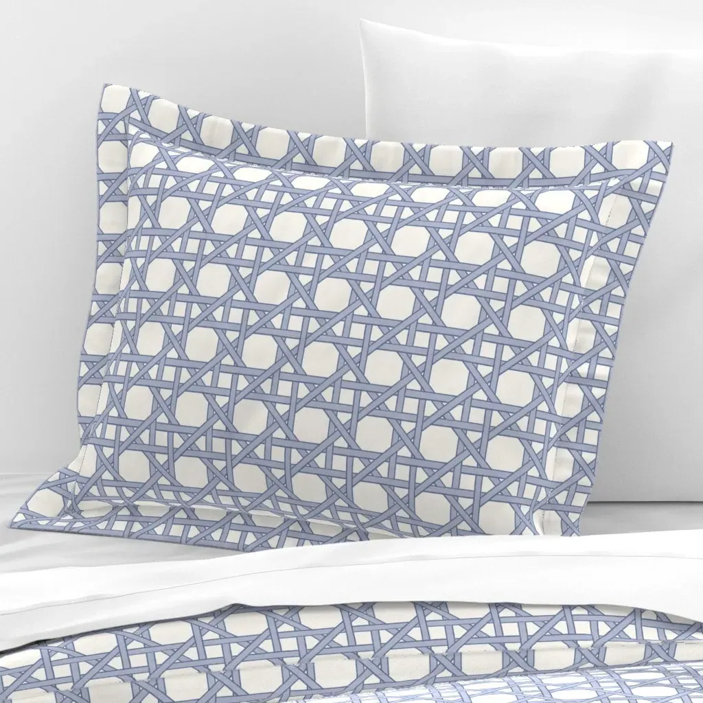 Wicker Trellis Faux Rattan Lattice Standard Flanged Cushion - Periwinkle, Cotton Sateen product