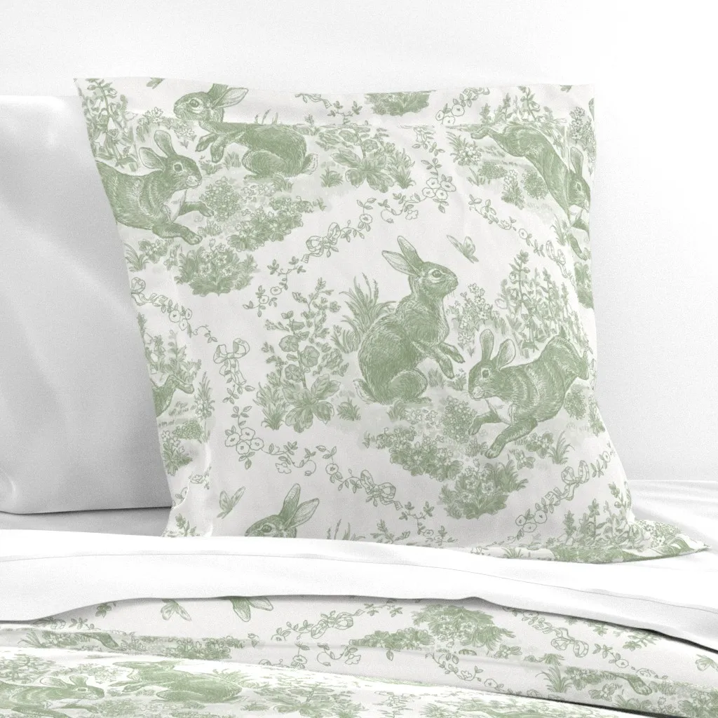 Wickleigh Rabbits Toile De Jouy Euro Pillow Sham - Sage Green product