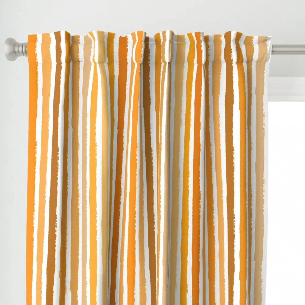 Wide Brush Stripe Curtain Panel - Orange alternate view