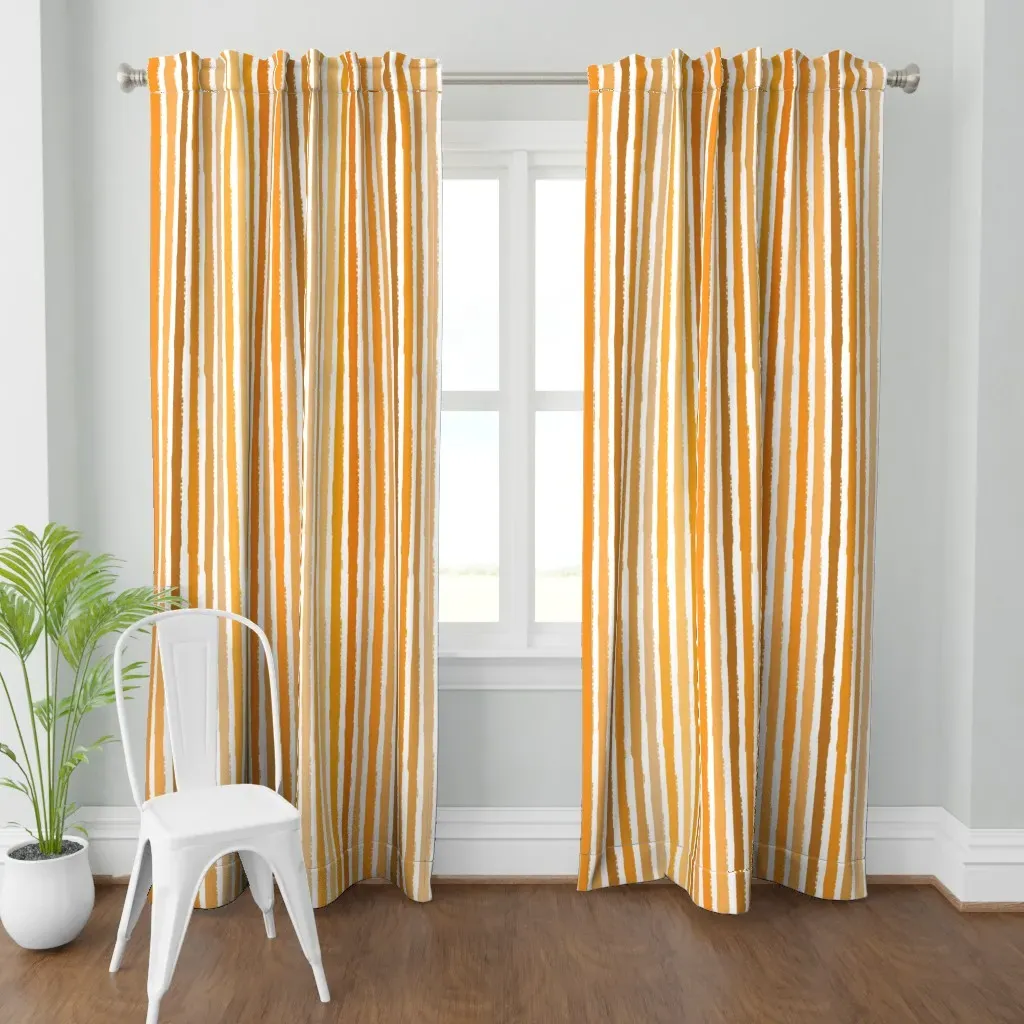 Wide Brush Stripe Curtain Panel - Orange product