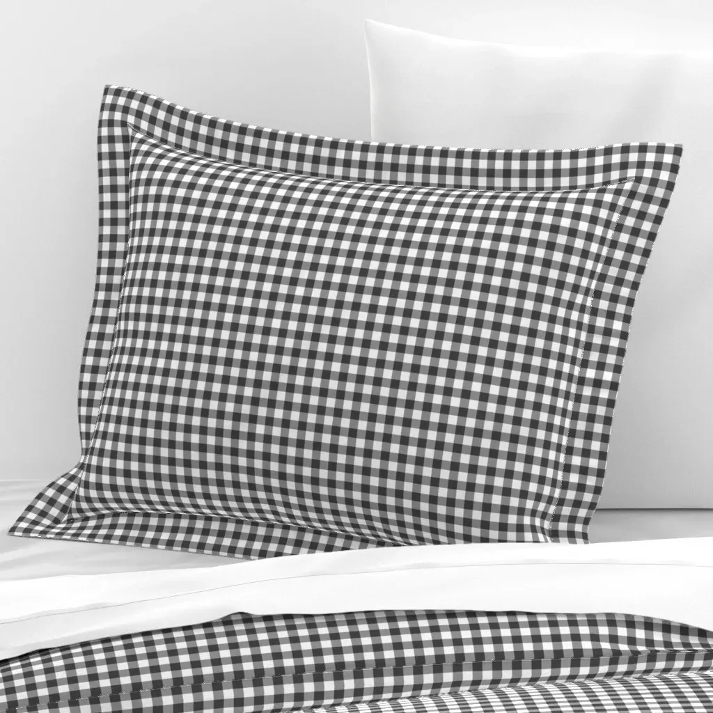 Wide Cotton Sateen Standard Flanged Cushion Cover - Grey, Gingham product