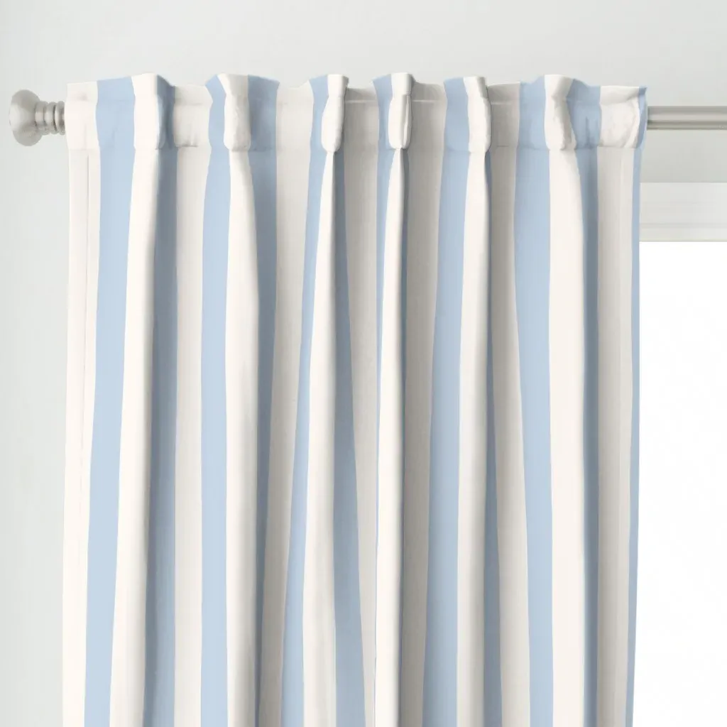 Wide Hand Drawn Stripe Curtain Panel - Light Blue alternate view