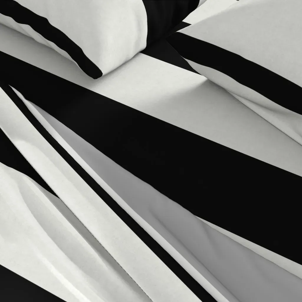 Wide Horizontal Stripe Cal King Sheet Set - Black & White alternate view