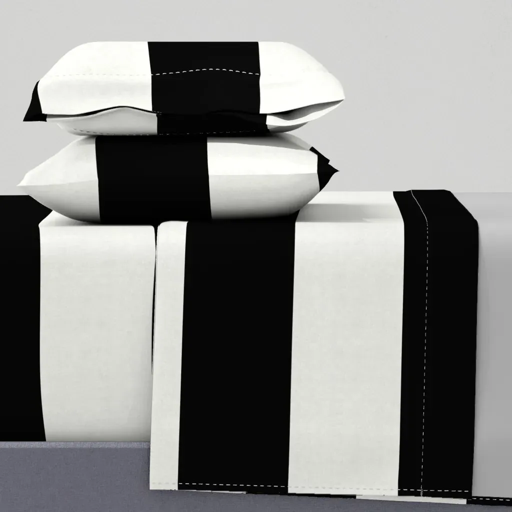Wide Horizontal Stripe Cal King Sheet Set - Black & White product