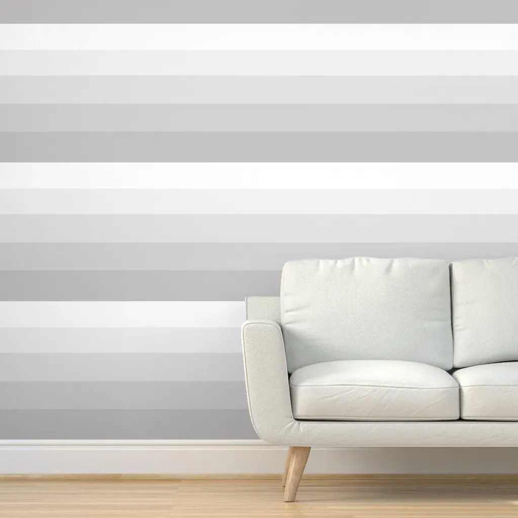 Wide Horizontal Stripe Ombre Peel and Stick Wallpaper - Light Gray product