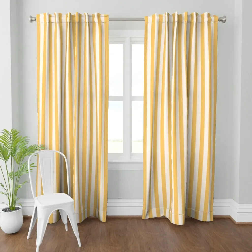 Wide Stripe Lemon-01 Curtain Panel - Golden Yellow product