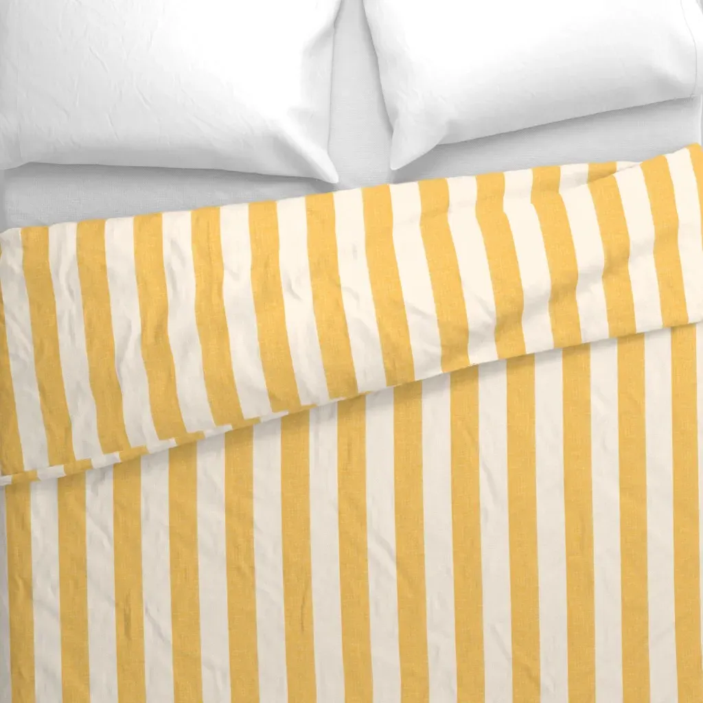 Wide Stripe Lemon Duvet Cover - Golden Yellow alternate view