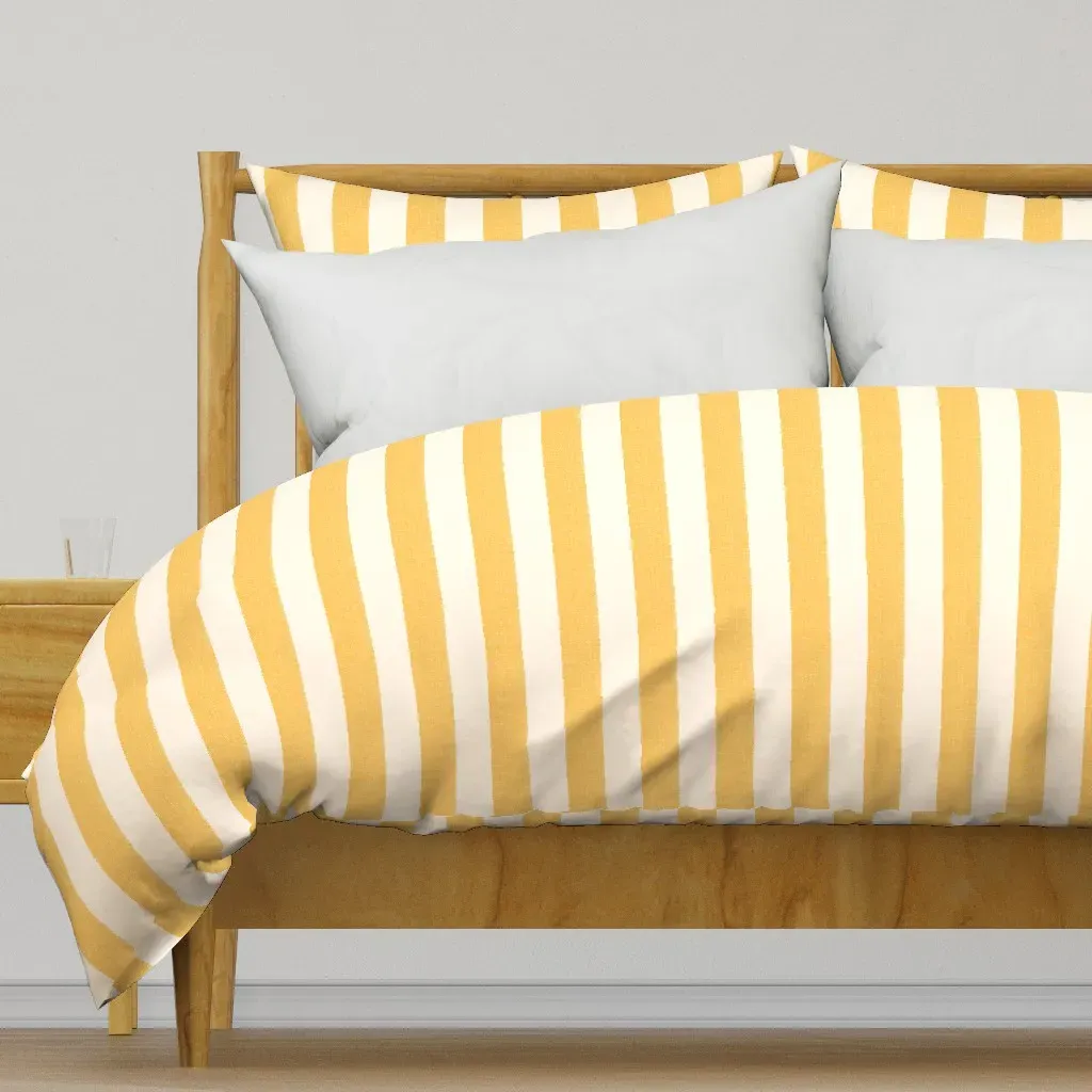 Wide Stripe Lemon Duvet Cover - Golden Yellow product