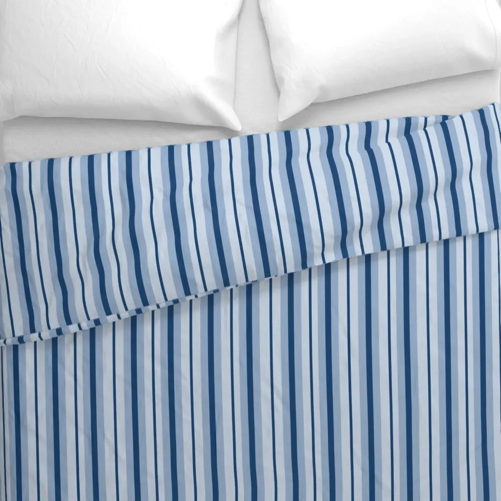 Wide Stripe Three Tones Duvet Cover - Navy Blue alternate view