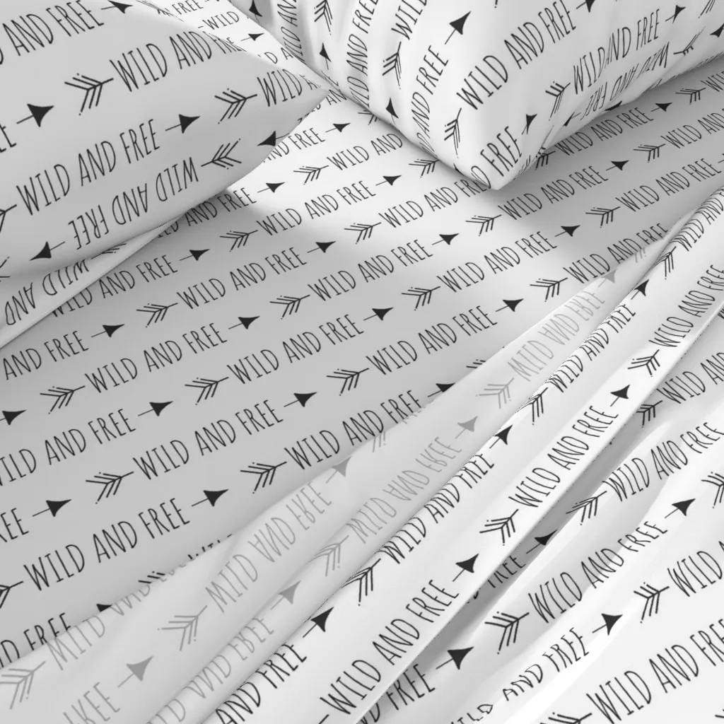 Wild And Free Arrows Twin Sheet Set - Black alternate view