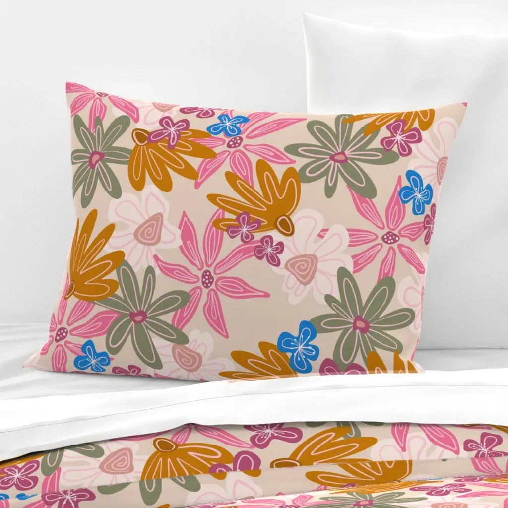 Wild Bloom Rose Morning Standard Knife Edge Pillow - Peach, Cotton Sateen product
