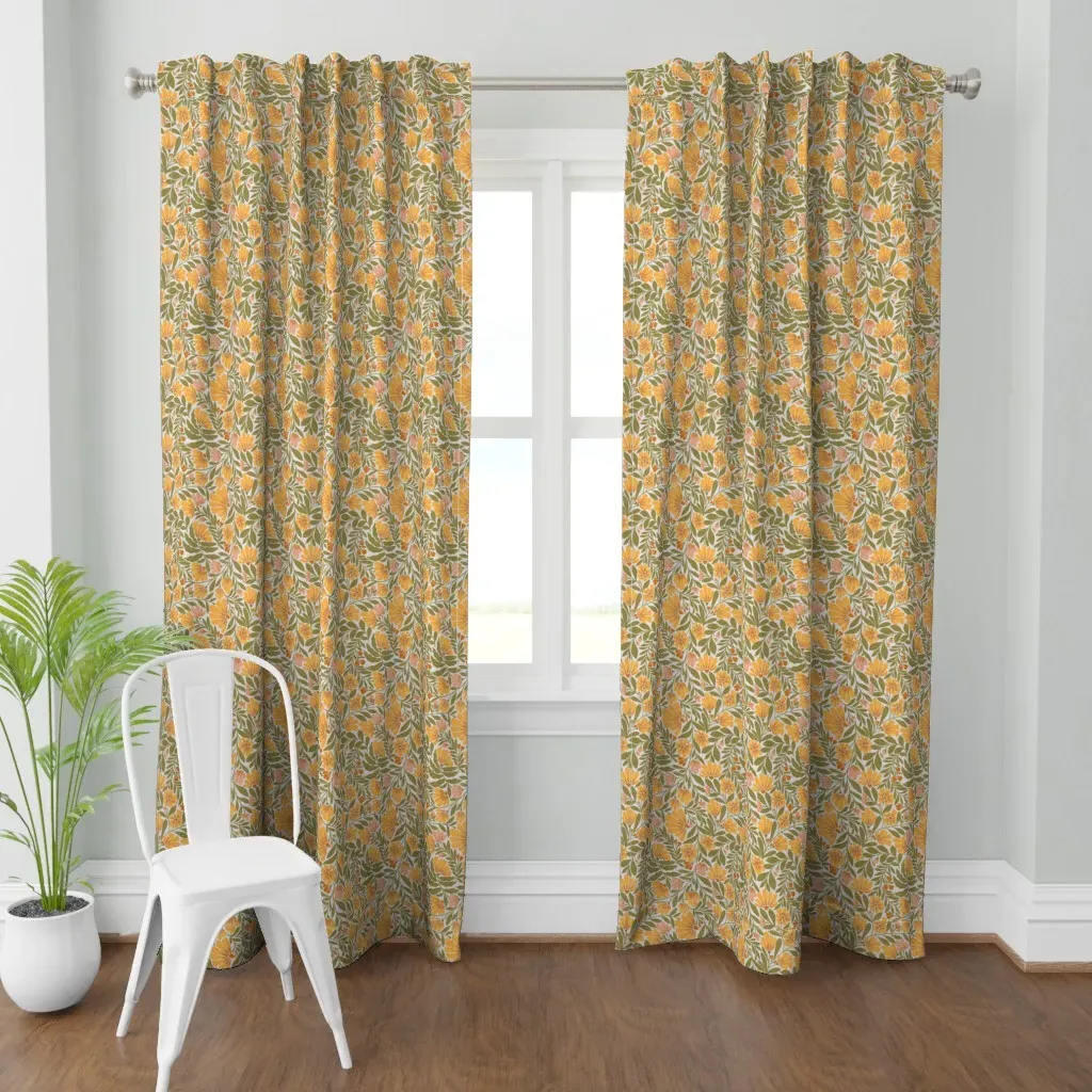 Wild Daisy Minimal Curtain Panel - Orange product
