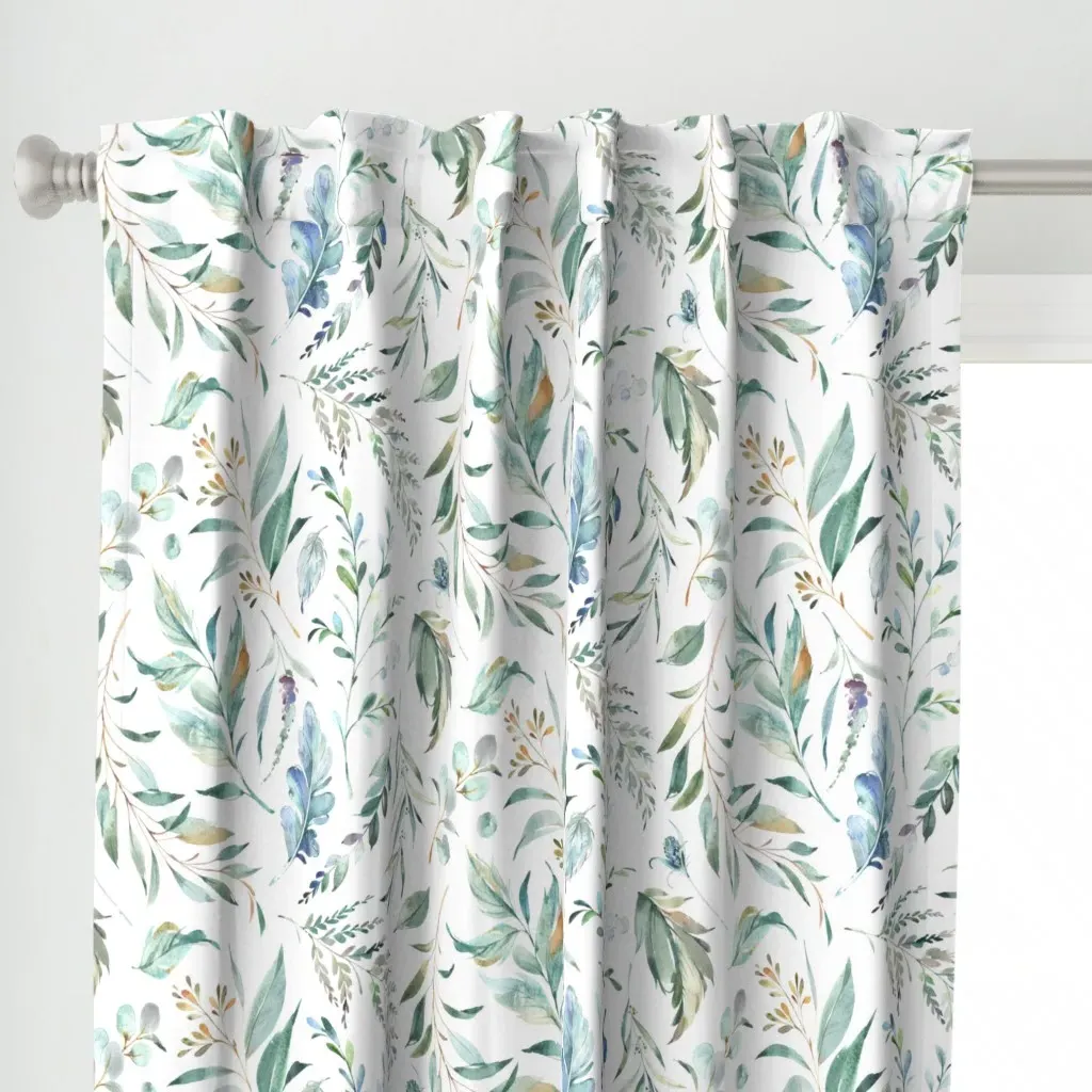 Wild Flora Watercolor Curtain Panel - Sage Green alternate view