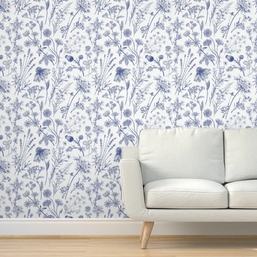 Wild Flowers Peel and Stick Wallpaper - Blue product