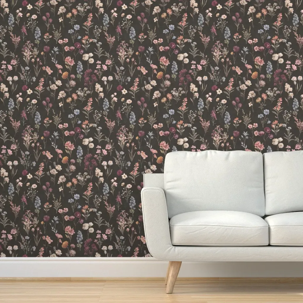Wild Flowers Peel and Stick Wallpaper - Pink, Linen product