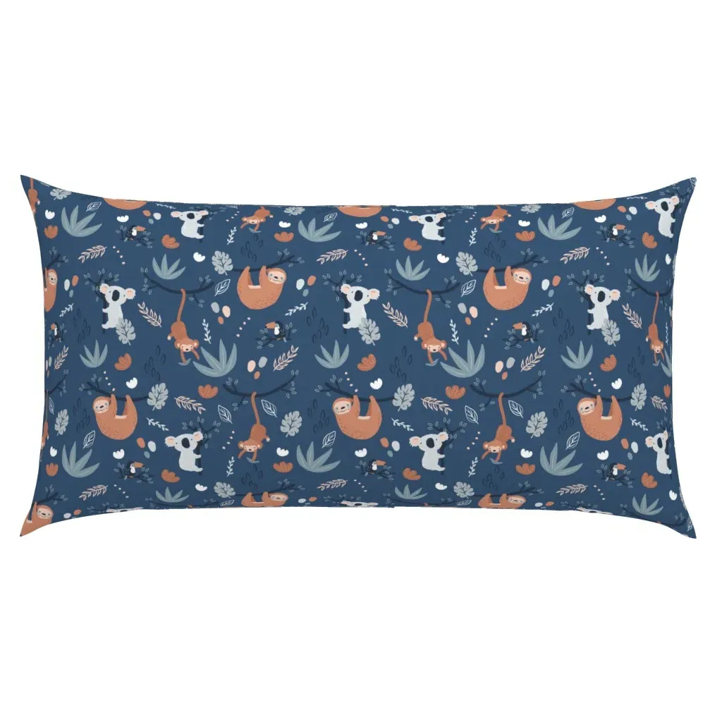 Wild Friends Koala Monkey And Sloth King Pillow Sham - Dark Blue product