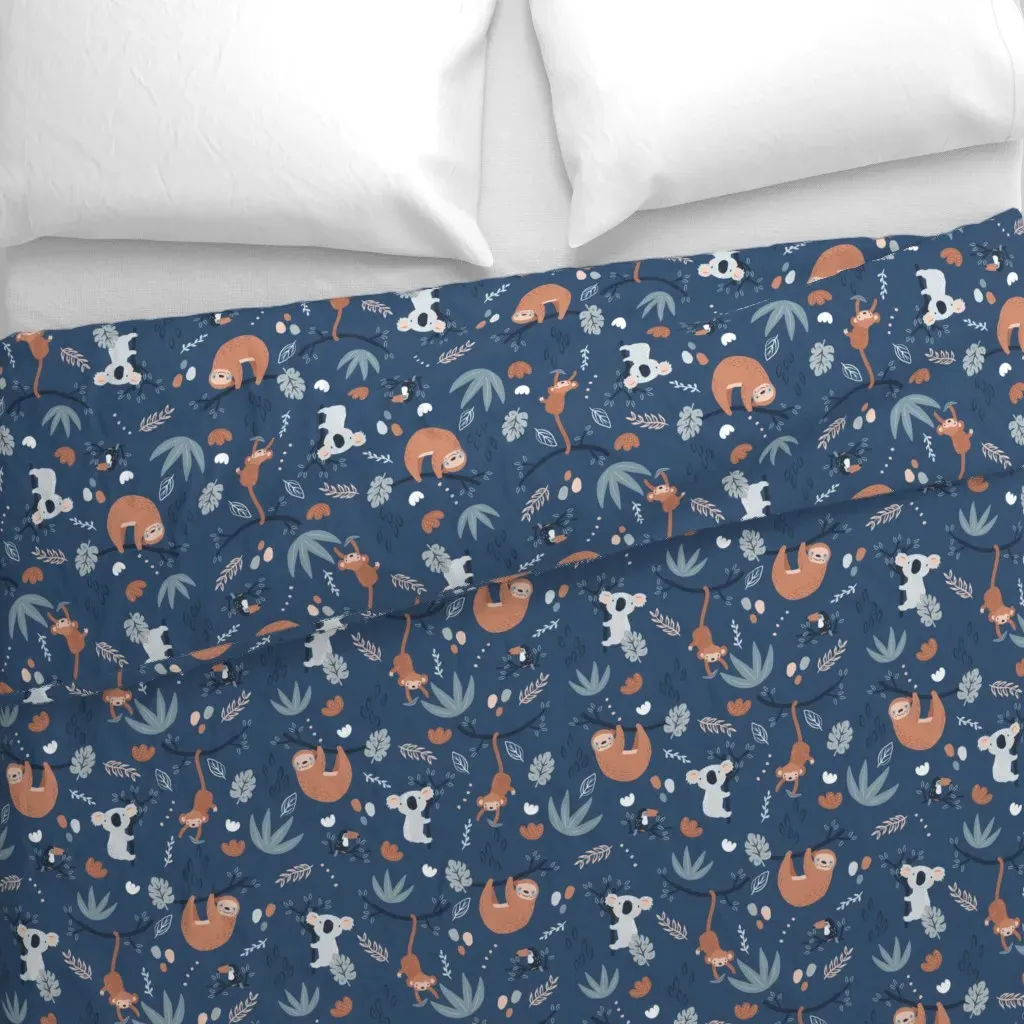 Wild Friends Koala Monkey Duvet Cover - Dark Blue alternate view
