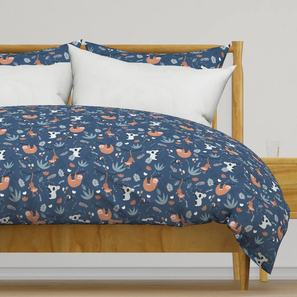 Wild Friends Koala Monkey Duvet Cover - Dark Blue product