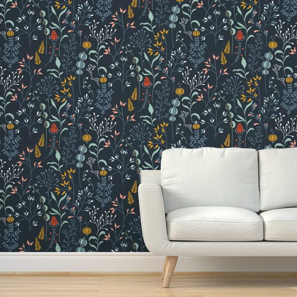 Wild Grass Peel and Stick Wallpaper - Blue, Turquoise product