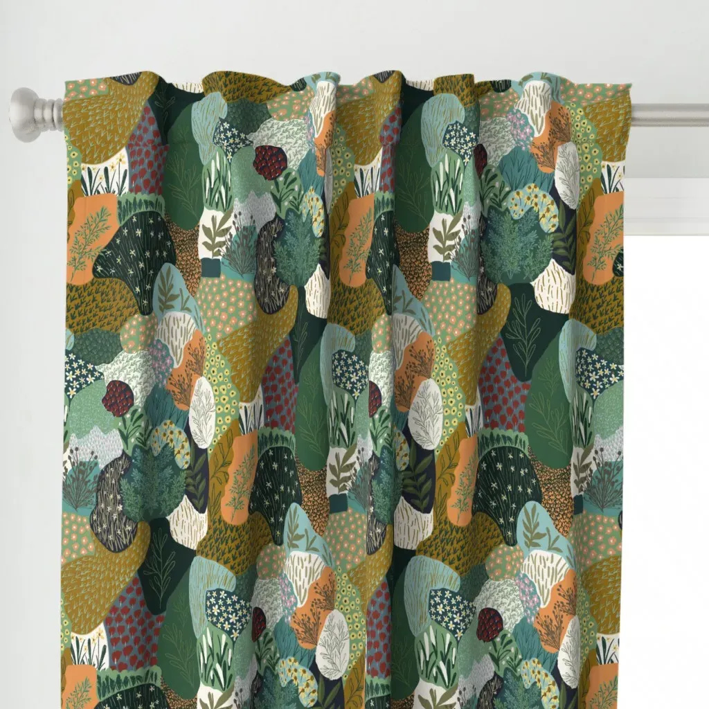 Wild Grass Walk Curtain Panel - Dark Teal alternate view