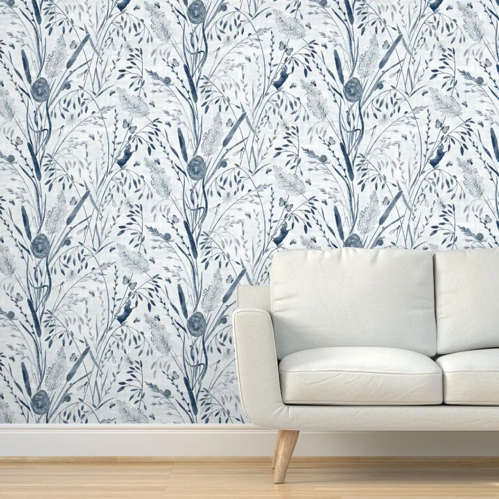 Wild Grasses Peel and Stick Wallpaper Removable - Blue, Gray product