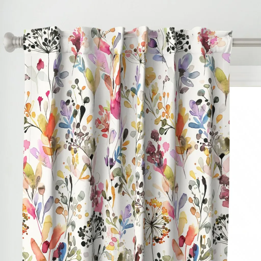 Wild Grasses Watercolor Curtain Panel - Yellow alternate view