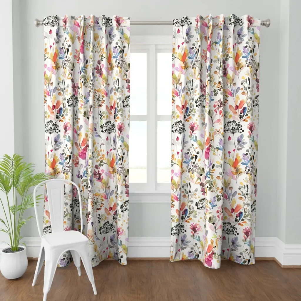 Wild Grasses Watercolor Curtain Panel - Yellow product