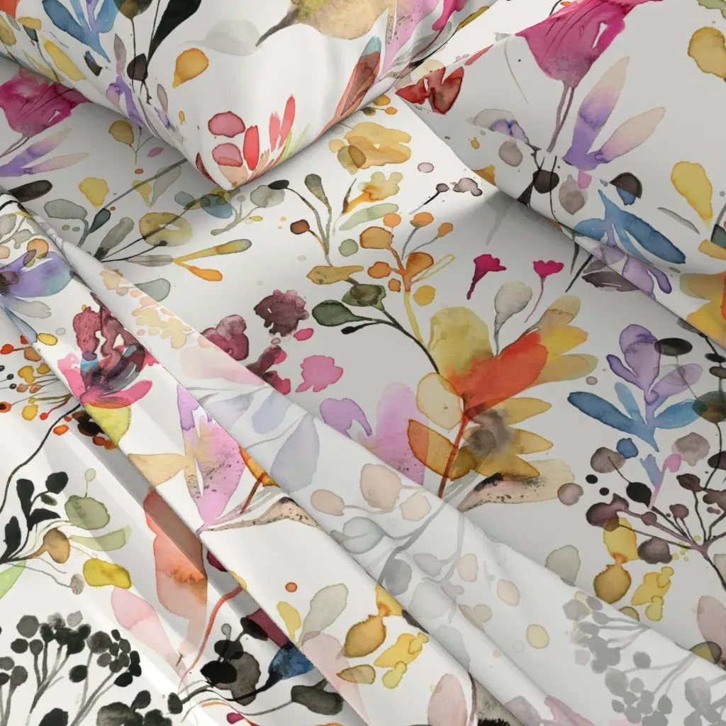 Wild Grasses Watercolor Floral Twin Sheet Set - Yellow alternate view