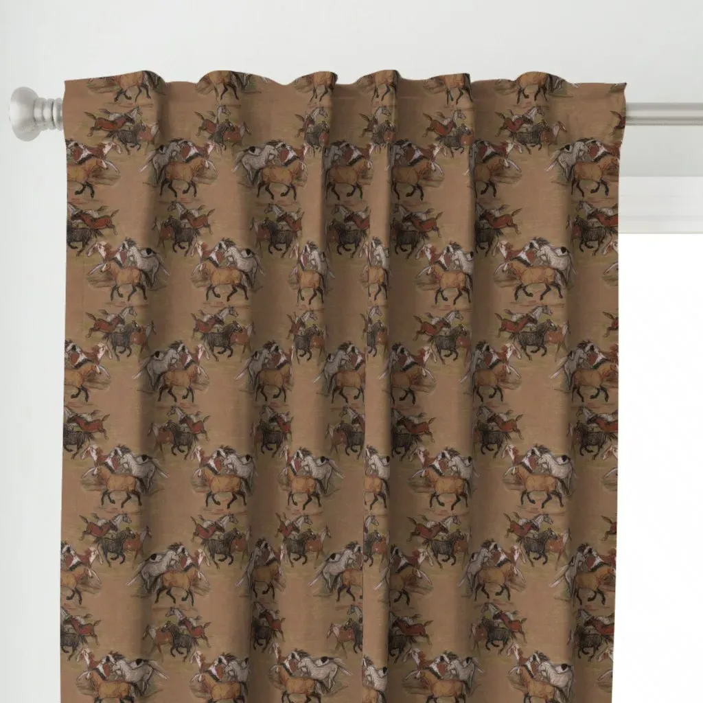 Wild Horse Herd Curtain Panel - Brown alternate view