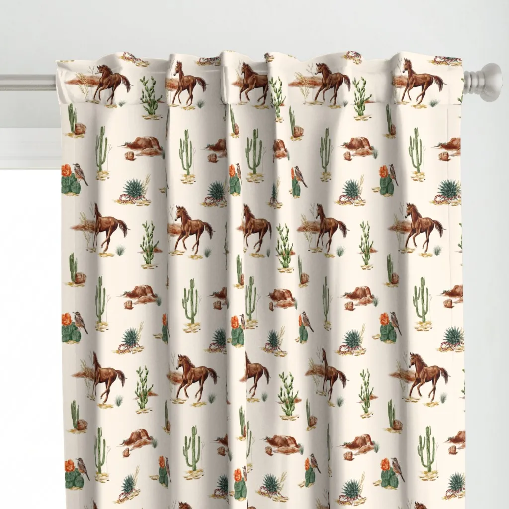 Wild Horses Curtain Panel - Brown alternate view
