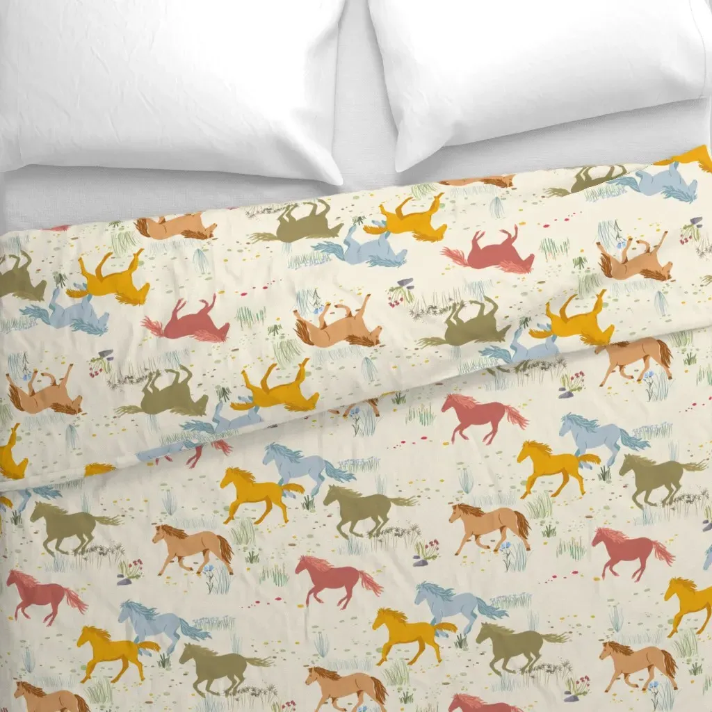 Wild Horses Duvet Cover - Beige alternate view