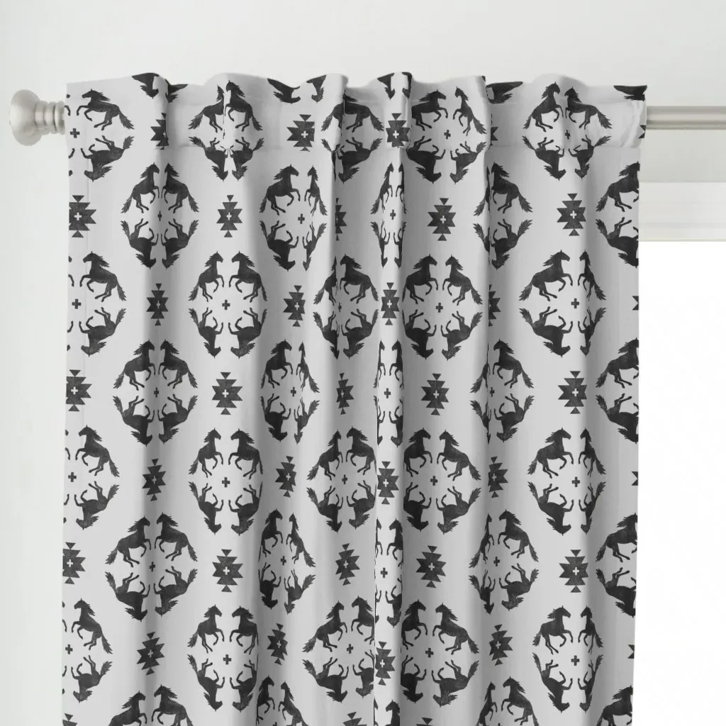 Wild Horses Fog Curtain Panel - Dark Gray alternate view