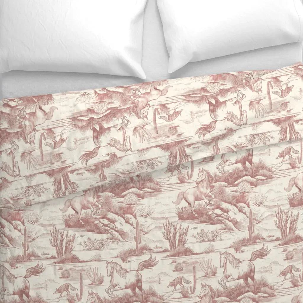 Wild Horses On The Prairie Duvet Cover - Rose alternate view