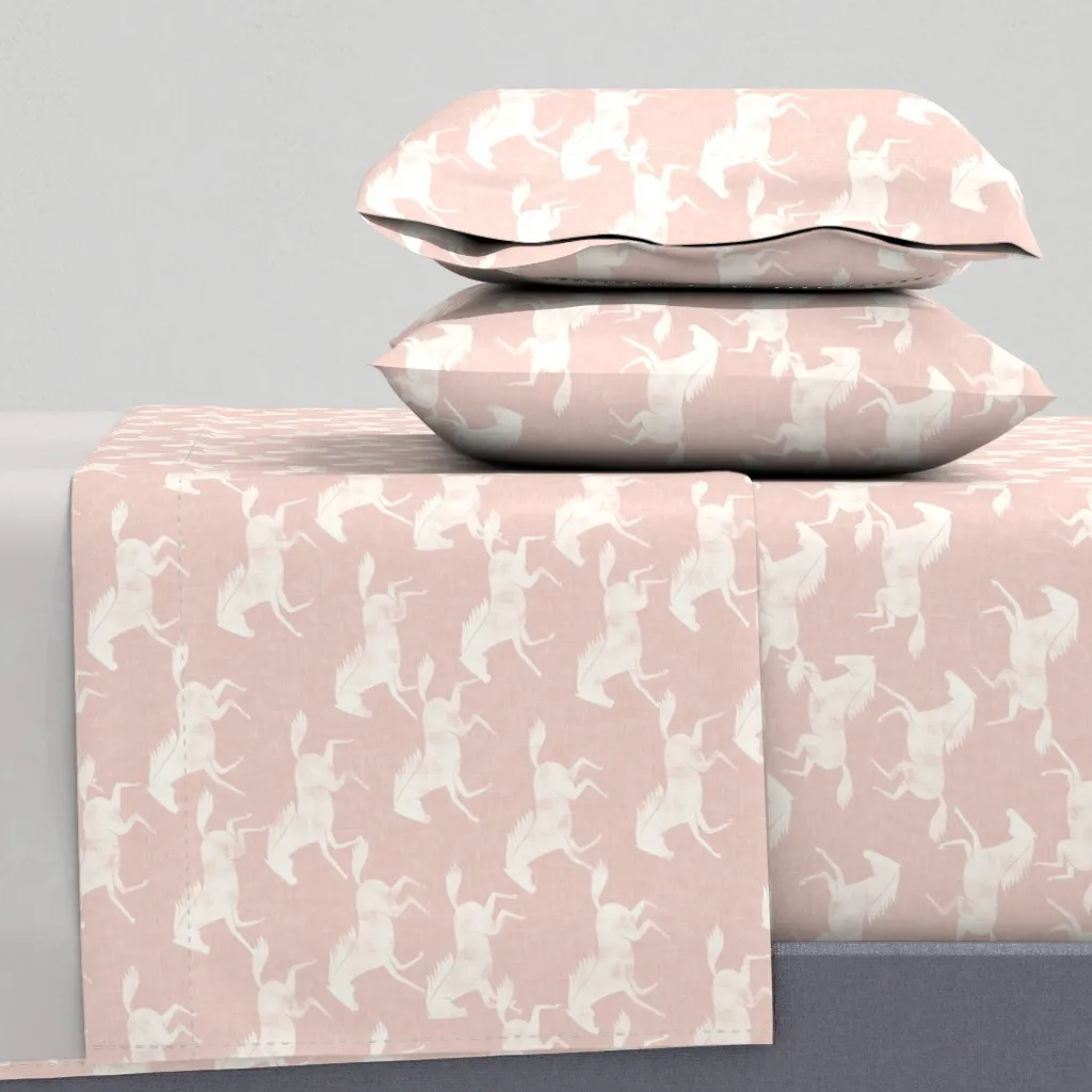 Wild Horses Silk Pink Lad19 Full Sheet Set - White product